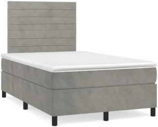 vidaXL Boxspringbett mit Matratze & LED Hellgrau 120x190 cm Samt 3270317