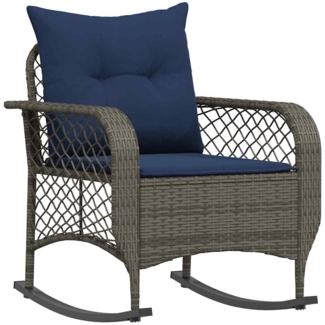 vidaXL Garten-Schaukelstuhl mit Kissen Grau Poly Rattan 4104200