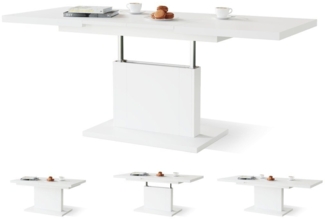 designimpex Couchtisch Design Orion stufenlos höhenverstellbar ausziehbar Esstisch