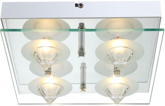 LED Deckenlampe, chrom, Glasplatte, L 25 cm