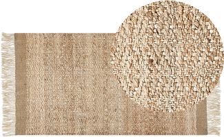 Teppich Jute beige geometrisches Muster 80 x 150 cm Kurzflor ABANA