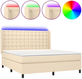 vidaXL Boxspringbett mit Matratze & LED Creme 180x200 cm Stoff 3138658