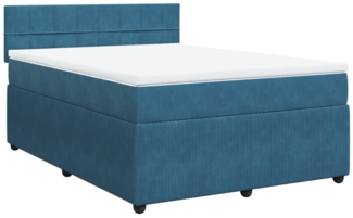 vidaXL Boxspringbett mit Matratze Blau 140x200 cm Samt 3287762
