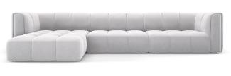 Micadoni Modulares Ecksofa Serena 5-Sitzer Links Samtstoff Silber