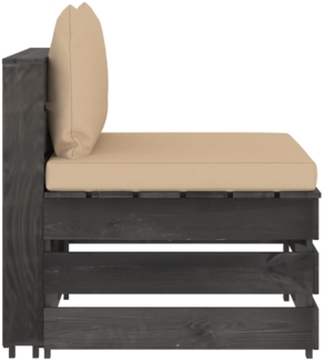 vidaXL Modulares Mittelsofa mit Kissen Grau Imprägniertes Holz 3068123