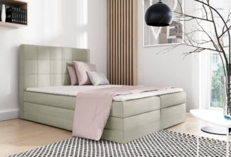 99rooms Minor Boxspringbett Strukturstoff INARI Beige 140x200 cm