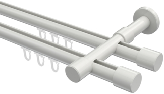 Innenlauf-Gardinenstangen-Set Prestige Santo 100 cm, 2-läufig, 20 mm Ø Weiß