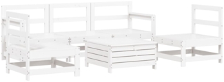 vidaXL 6-tlg. Garten-Sofagarnitur Weiß Massivholz Kiefer 3250749