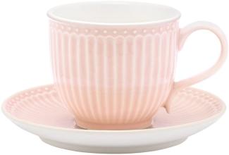 Greengate Tasse Alice Tasse mit Untertasse pale pink 8,5 cm, Stoneware