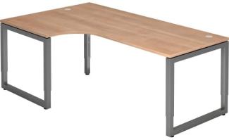 Winkeltisch O-Fuß eckig 200x120cm Nussbaum / Graphit
