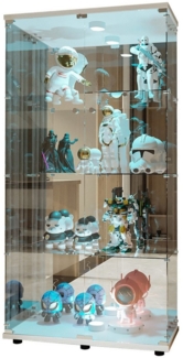 FUROKOY Glasvitrine Vitrinenschrank mit Glastüren und Beleuchtung Sammlervitrine 80.5x36.5x164 cm,Transparenter,mit 2 Glastür,für Sammlerstücke,4 Lagen
