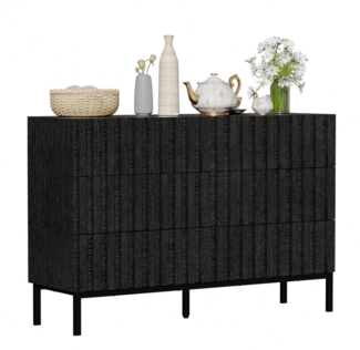 UEV Kommode mit 6 Schublanden (Küchenschrank Buffet TV Board Schrank mit Füße Aufbewahrungskommode, Anrichte Schrank mit Metallfüßen, Highboard, Sideboard, Schmal kommode), 73,4 x 34,5 x 100 cm für Wohnzimmer Schlafzimmer Flur