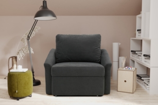DOMO. collection Sessel Relax Box, Polstersessel mit Boxspringfederung und Schlaffunktion, Armsessel, Cocktailsessel, Loungesessel, 108 x 96 x 86 cm (BxTxH), dunkelgrau