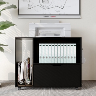 FUFU&GAGA Aktenschrank mit Rollen, Schwarz