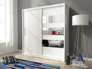 Domando Kleiderschrank San Benedetto M3 200 Modern Breite 200cm, Schwebetüren, praktische Facheinteilung in Weiß Matt