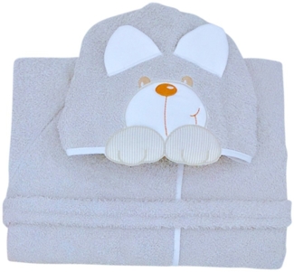 Andy & Helen 932M Bademantel, bestickt, Grau