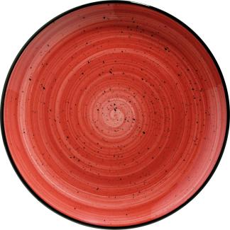 6x Speiseteller flacher Teller rund Tafelgeschirr Porzellan Rot Creme Bonna Aura Passion Gourmet 27cm Kantenschutz