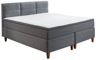 Boxspringbett Kansas / Kenora, Holzwerkstoff, Stoff, Grau, 180 x 110 x 213 cm
