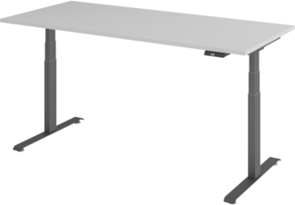 bümö höhenverstellbarer Schreibtisch 180 x 80 cm in grau, Gestell graphit - Höhenverstellbar Elektrisch Stehpult mit 3-fach Speicher, Computertisch, Ergonomischer Steh-Sitz Tisch, Bürotisch, LXK65-19-5-G