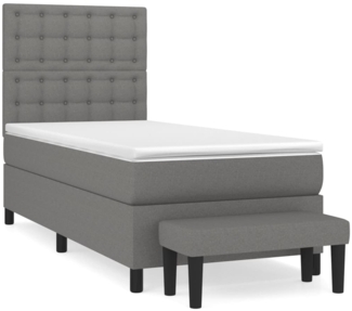 vidaXL Boxspringbett mit Matratze Dunkelgrau 80x200 cm Stoff 3136870