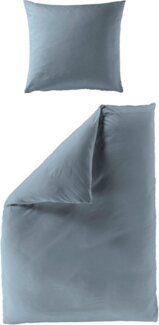 BIERBAUM 'Elegant uni' Bettwäsche, 2 teilig, Mako-Satin blau, 135 x 200 cm / 80 x 40 cm