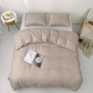 BYSURE Bettwäsche, 3 teilig, Streifen Modisch Bettwäsche mit Kissenbezug