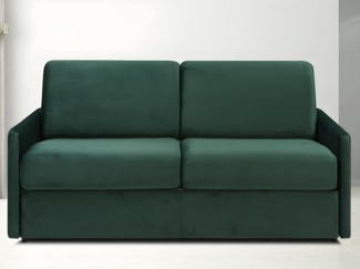 Schlafsofa 3-Sitzer Samt CALIFE - Tannengrün - Liegefläche: 140 cm - Matratzenhöhe: 18 cm