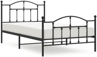 vidaXL Bettgestell mit Kopf- und Fußteil Metall Schwarz 100x200 cm 353452