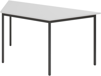 bümö Trapez-Tisch, Multifunktionstisch 160 x 69 cm in Grau/Schwarz - Besprechungstisch, Konferenztisch, Meetingtisch, Mehrzwecktisch, Pausentisch für Besprechungsraum, Meetingraum, VT16-5-D