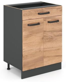 VICCO Küchenschrank R-Line Hängeschrank Unterschrank Küchenzeile Küchenunterschran Anthrazit (Eiche, Schubunterschrank 60cm)