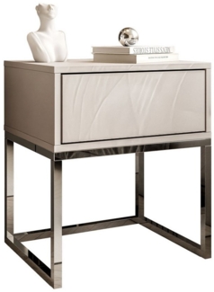 Lookway Nachttisch BLANCO Kaschmir auf verchromtem Gestell (1x Nachttisch), Breite: 45 cm