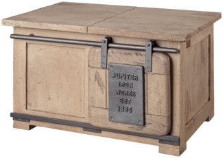 Massivmoebel24 Truhe (1 St, Truhe Mango 76 x 51 x 46 whitewash lackiert RAILWAY #334), Truhe Mango 76 x 51 x 46 whitewash lackiert RAILWAY #334