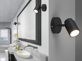 Wandstrahler Badezimmerlampe ANGELO Schwarz, Breite 10,5cm