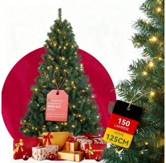 oyajia Künstlicher Weihnachtsbaum Künstlicher Weihnachtsbaum,8 Beleuchtungsmodi, Weihnachten-Dekoration, Christbaum Künstlich, Kompakter Weihnachtsbaum mit 150 LEDs, Dichter Optik & Metallständer