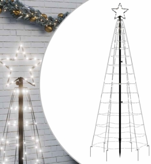 vidaXL LED-Weihnachtsbaum mit Erdspießen 220 LEDs Kaltweiß 180 cm 358101