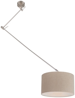 Qazqa Pendelleuchte Blitz, ohne Leuchtmittel, E27, Taupe, Modern, Stahl, 1-flammig