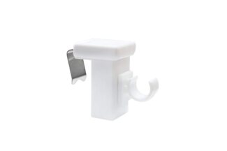 dekondo Klemmhalter für Gardinenstangen Fensterhaken/Dekohaken zum Einlegen von Gardinenstangen, weiß, für einen Klemmbereich (Rahmenstärke des Fensters/Fensterdicke) von 10-27 mm, (20-St), oben oder seitlich am Fenster zu befestigen