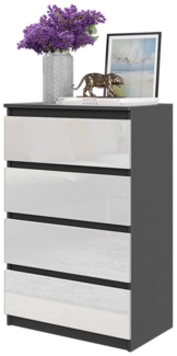 Furnica Kommode GABRIEL 4 Schubladen - Anthrazit Grau H92cm B60cm T33cm