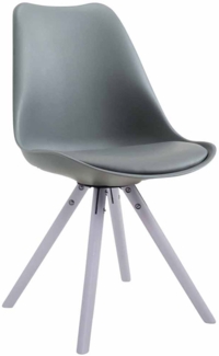 CLP Besucherstuhl Toulouse Kunstleder Rund mit runden Holzbeinen,grau weiß