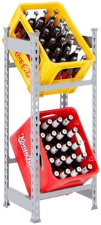 PROREGAL® Flaschenregal Getränkekistenregal Kastenegal CAMEL 2 Ebenen 100 x 40 x 30 cm Grau, Robustes Getränkekistenregal für 2-6 Kisten Garage Keller Küche