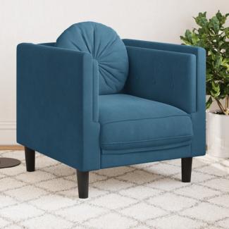 vidaXL Sessel mit Kissen Blau Samt 372630