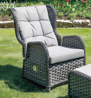 Verstellbarer Polyrattan Comfort Relax Ohrensessel Gartensessel Polstersessel