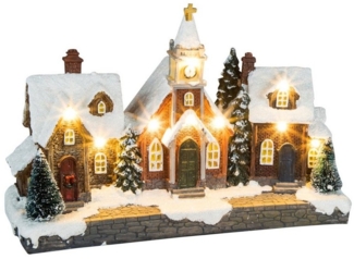 Spetebo Weihnachtsstadt LED Weihnachtsstadt Szene 26 cm - 9 LED, Weihnachtszene mit 9 warmweißen LED - Dorf Weihnachten Advent Deko