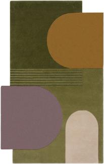 Kadima Design Abstrakt-Geometrischer Wollteppich "Thames Lily" - Farbe: Grün, 150x240 cm