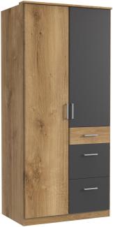 Kleiderschrank >Click< (B/H/T: 90x198x58 cm) in Plankeneiche-Nachbildung