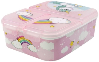 Tinisu Lunchbox Einhorn Brotdose Mädchen Kinder Lunchbox Sandwichbox mit 3 Fächern