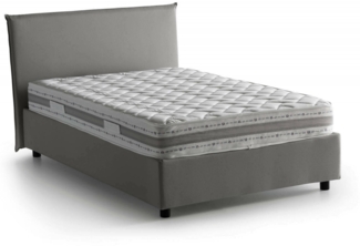 Dmora Alvino-Doppelbett, Bettkasten mit Stoffbezug, 100 % Made in Italy, Öffnung vorne, inklusive Matratze 120 x 200 cm, Grau