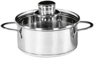 Karl Krüger 2214GL Mini Bratentopf SATURN aus Edelstahl mit Glasdeckel 14 cm, Inhalt 0,75 Liter / Kochtopf