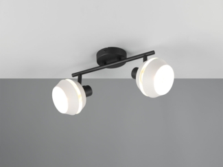 Deckenstrahler ISLA 2-flammig Schwarz, Metallschirme Grau, Breite 37cm