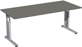 Schreibtisch 'C Fuß Flex' höhenverstellbar, 180x80 cm, Graphit / Silber